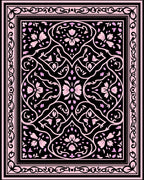 Black Pink Floral Lattice Medallion Rug