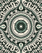 Intricate Teal Floral Mandala Design Rug
