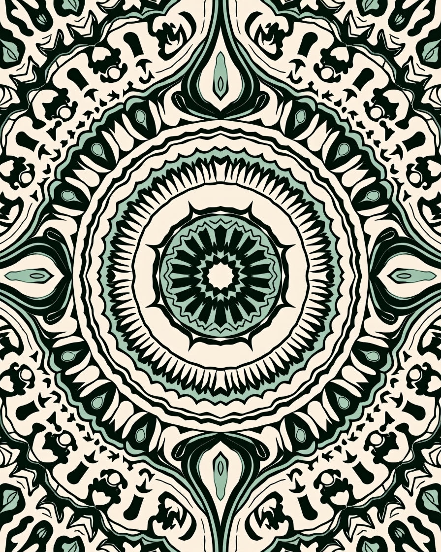 Intricate Teal Floral Mandala Design Rug