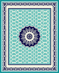 Marine Blue Medallion Hexagonal Pattern Rug