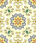 Mandala Floral Yellow Grey Pattern Rug