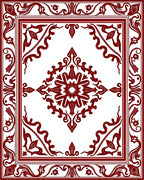 Ornate Red Floral Medallion Pattern Rug
