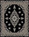 Ornate Floral Black Creme Pattern Rug
