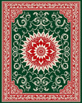 Classic Red Green Floral Medallion Rug