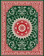 Classic Red Green Floral Medallion Rug