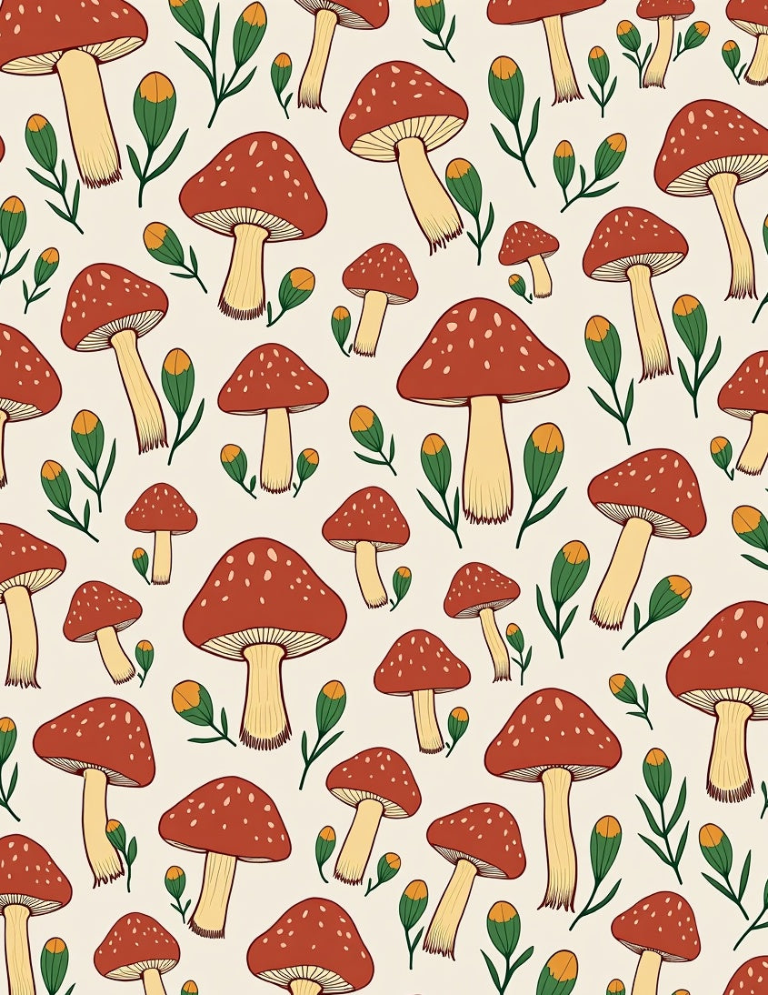 Whimsical Mushroom Bud Pattern Rug