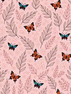 Whimsical Butterflies and Leaf Pattern Rug