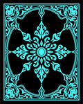 Cyan Ornate Floral Medallion Pattern Rug