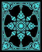 Cyan Ornate Floral Medallion Pattern Rug
