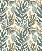 Botanical Branch Pattern On Cream Rug