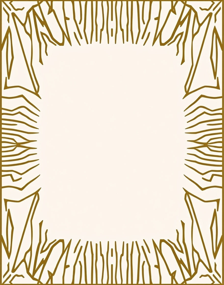 Abstract Organic Gold Border Rug