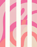 Abstract Pink Curvy Stripes Design Rug