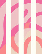 Abstract Pink Curvy Stripes Design Rug