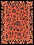 Intricate Floral Pattern Bordered Rug