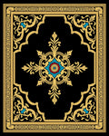 Ornate Gold Floral Medallion Rug