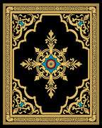 Ornate Gold Floral Medallion Rug