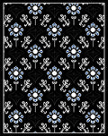 Black Blue Floral Medallion Vine Rug