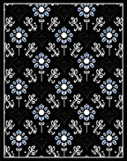 Black Blue Floral Medallion Vine Rug