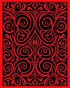 Bold Red Swirl Floral Pattern Rug
