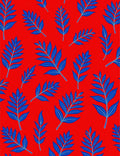 Vibrant Blue Leaf Pattern Rug