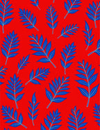 Vibrant Blue Leaf Pattern Rug