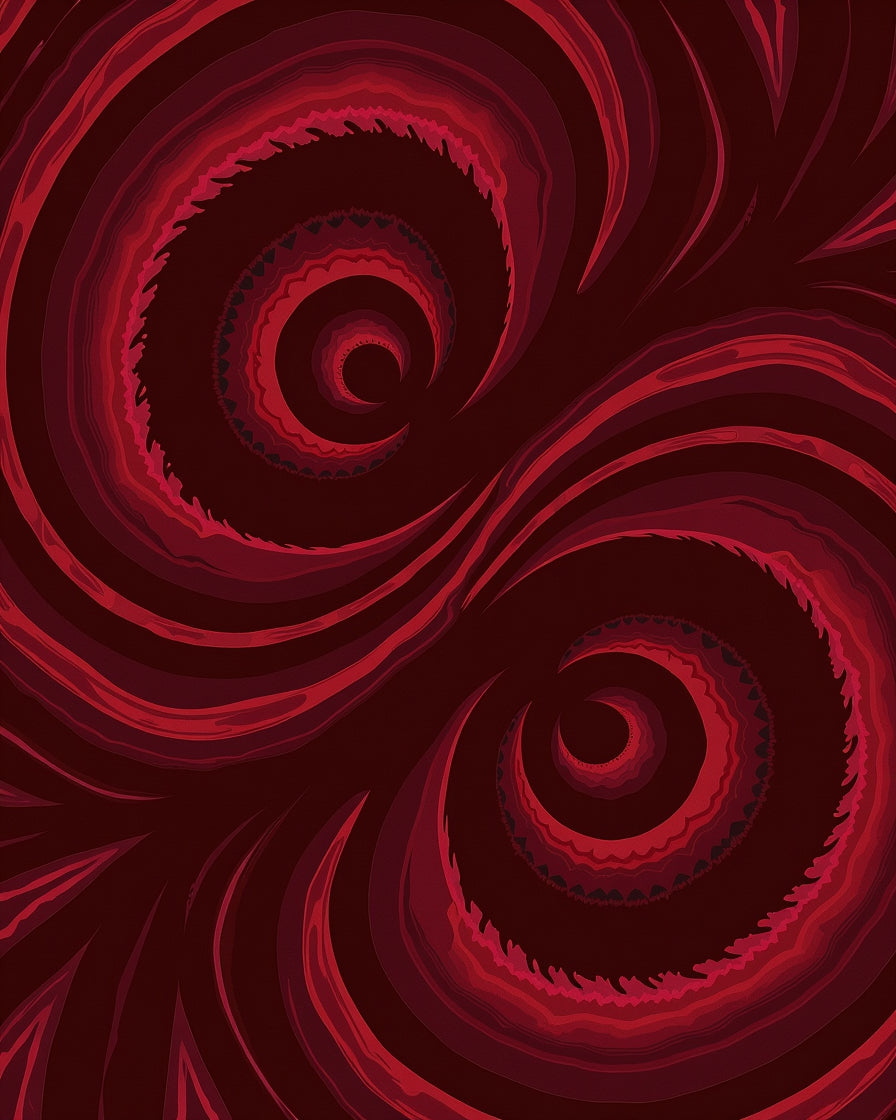 Crimson Swirl Abstract Pattern Rug
