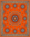 Ornate Starburst Patterned Orange Rug
