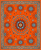 Ornate Starburst Patterned Orange Rug