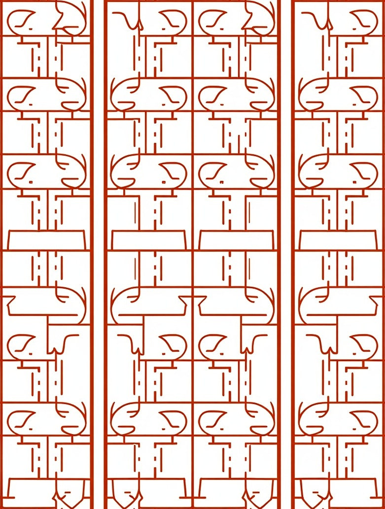 Linear Face Pattern Geometric Design Rug
