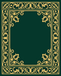 Ornate Gold Floral Frame Pattern Rug