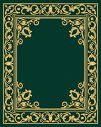 Ornate Gold Floral Frame Pattern Rug