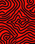 Bold Red Black Abstract Curves Rug
