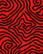 Bold Red Black Abstract Curves Rug