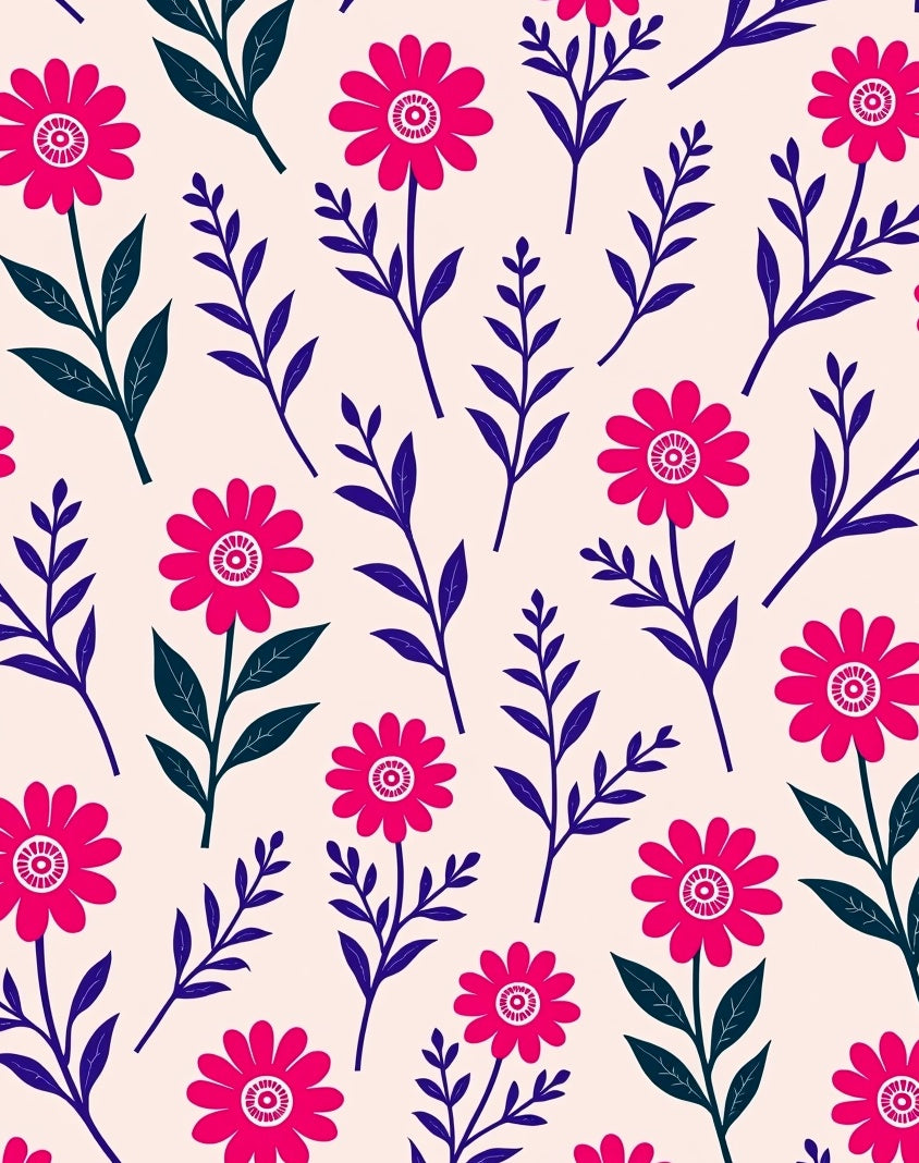 Bold Floral Branches Pattern Design Rug