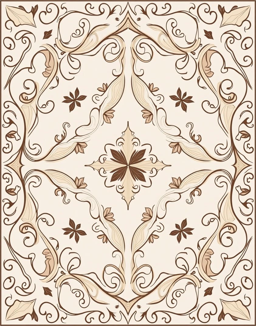 Vintage Floral Swirl Pattern Runner Rug