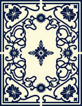Classic Navy Floral Vines Pattern Rug