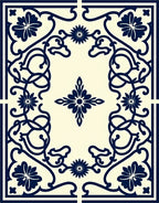 Classic Navy Floral Vines Pattern Rug