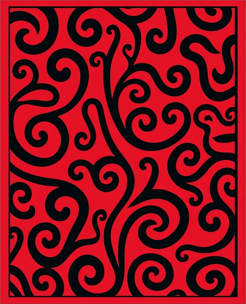 Bold Red Swirl Pattern Design Rug