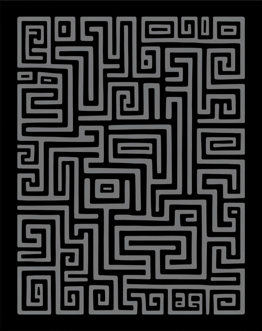 Modern Gray Maze Lines Area Rug