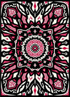 Bold Black Red Floral Mandala Design Rug