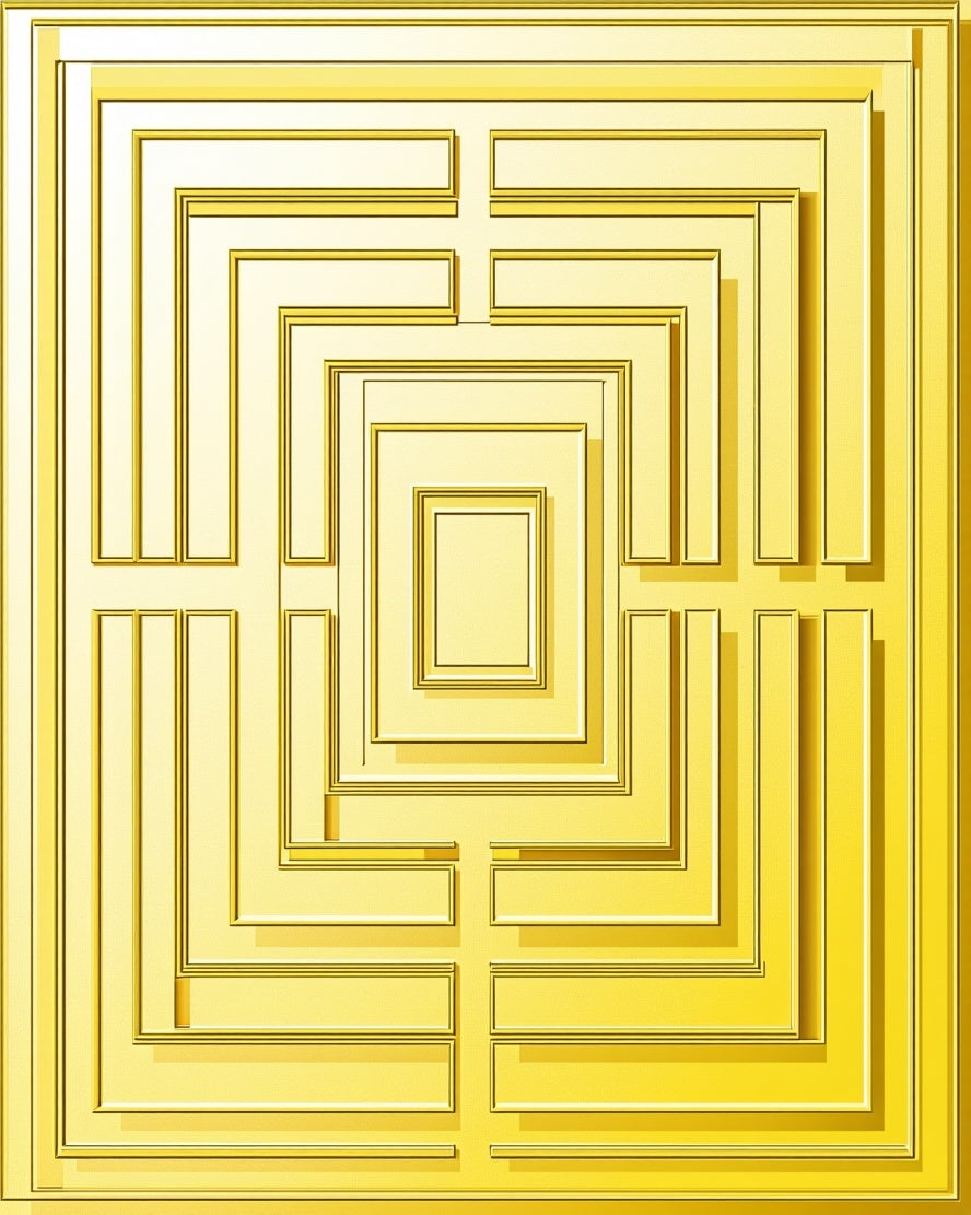 Golden Labyrinth Geometric Pattern Rug