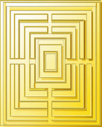 Golden Labyrinth Geometric Pattern Rug