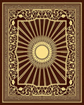 Radiant Sunburst With Geometric Border Design Rug