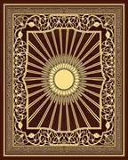 Radiant Sunburst With Geometric Border Design Rug
