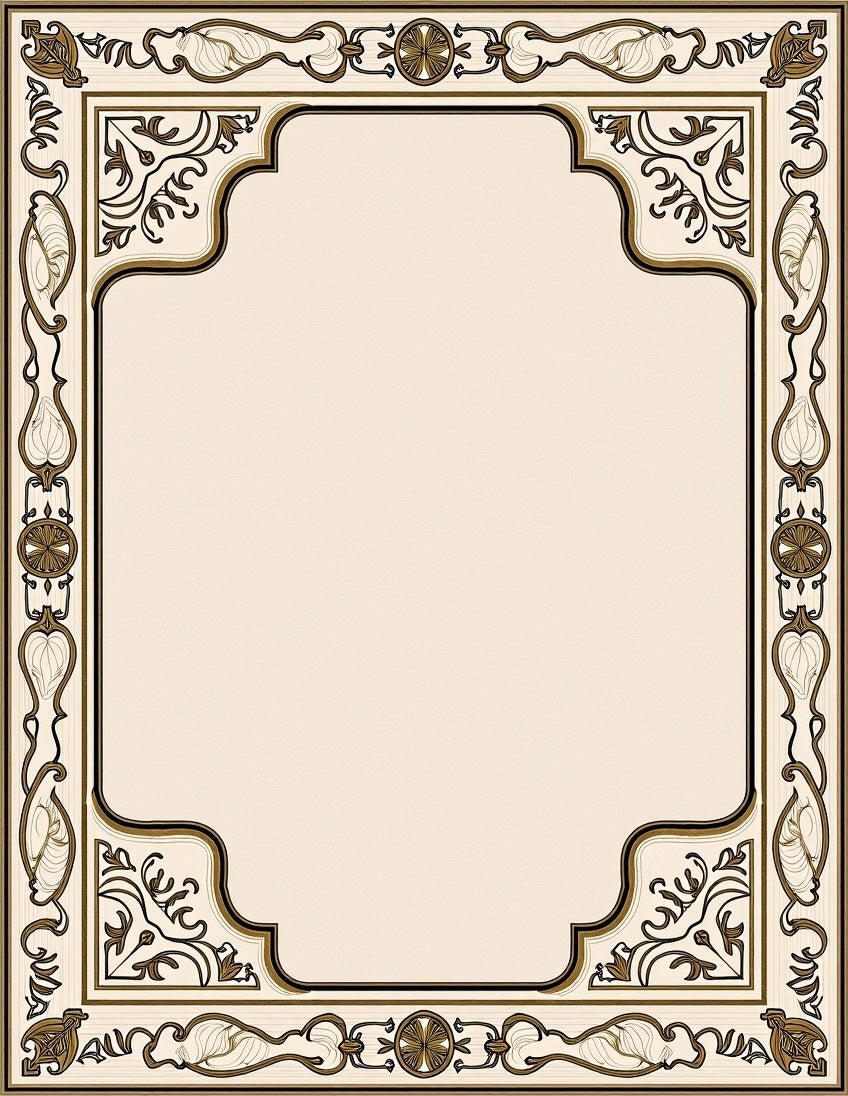 Elegant Art Nouveau Floral Border Rug