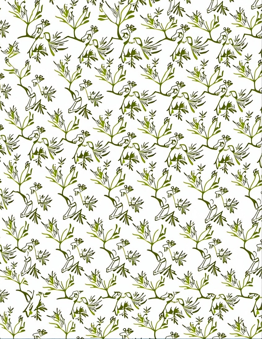 Green Whimsical Bamboo Branch Rug