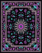 Ornate Pink Teal Floral Mandala Rug