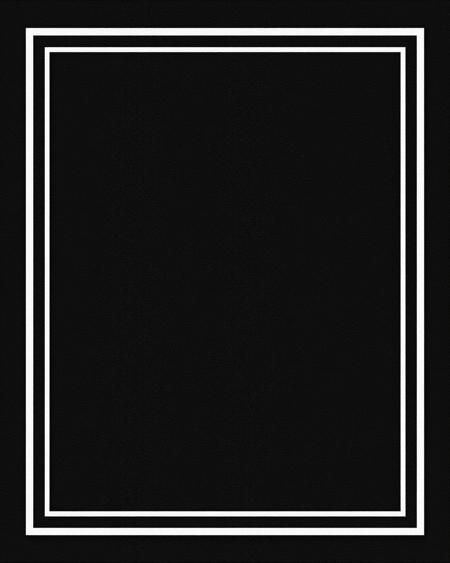 Classic White Bordered Black Design Rug