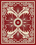 Crimson Floral Art Nouveau Rug