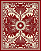 Crimson Floral Art Nouveau Rug